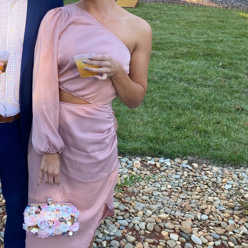 Blush One-shoulder Midi-Dress